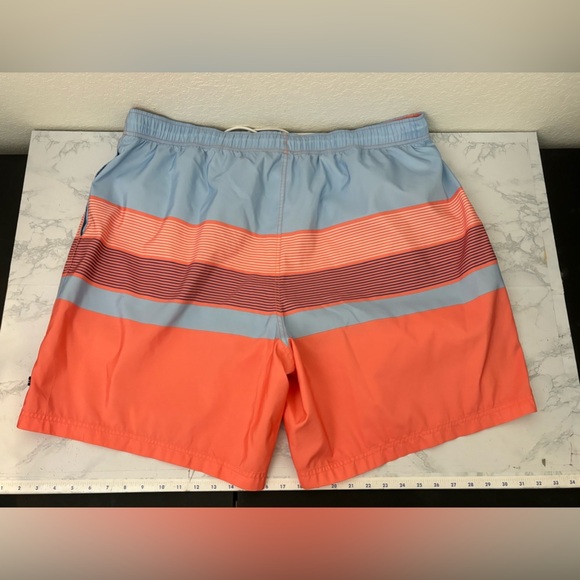 Nautica Swim Trunks Men XXL Blue Lined Beach Pockets Drawstring Shorts Orange C2 - Picture 2 of 5